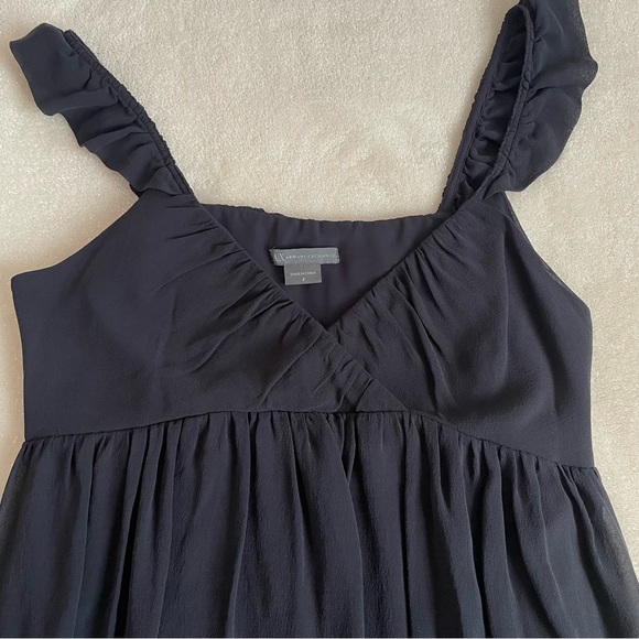 AX Armani Exchange 100% Silk Black Ruffle Babydoll Camisole Mini Dress ✨ - Picture 12 of 12
